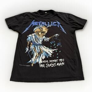 Metallica 2007 Mens Their Money Tips Her Scales Again 2 Sided T-shirt S *Flaws*